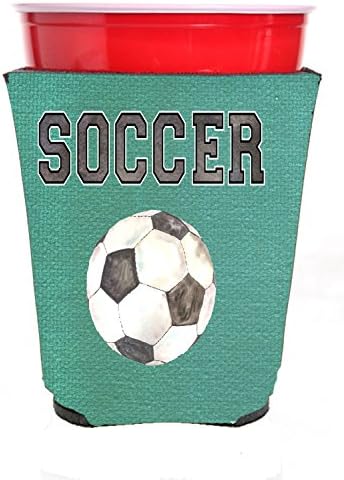 Caroline's Treasures 8484RSC Soccer Red Cup Hugger, šalica hladnjaka zagrljaja zagrljaja za pranje pića zagrljaj zagrljaj