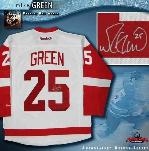 Mike Green potpisao Detroit Red Wings White Reebok Jersey - Autografirani NHL dresovi