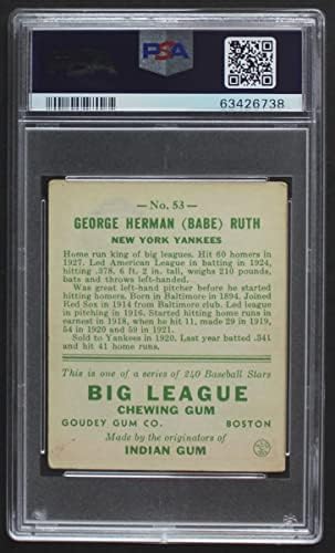 1933. Goudey 53 Babe Ruth New York Yankees PSA PSA 2,50 Yankees