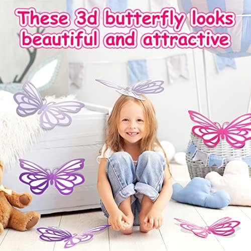 OUTUS 12 PCS 16 '' Veliki dekoracija leptira za zabavu ružičasta ljubičasta papirnata leptir 3D leptir zidni dekor set divovski
